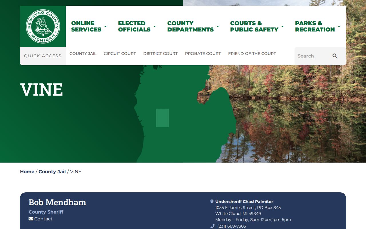 Official Newaygo County VINE custody notification webpage