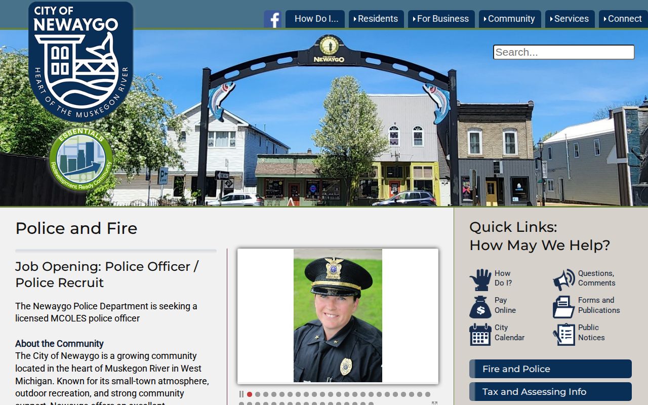 Captured official City of Newaygo Police webpage