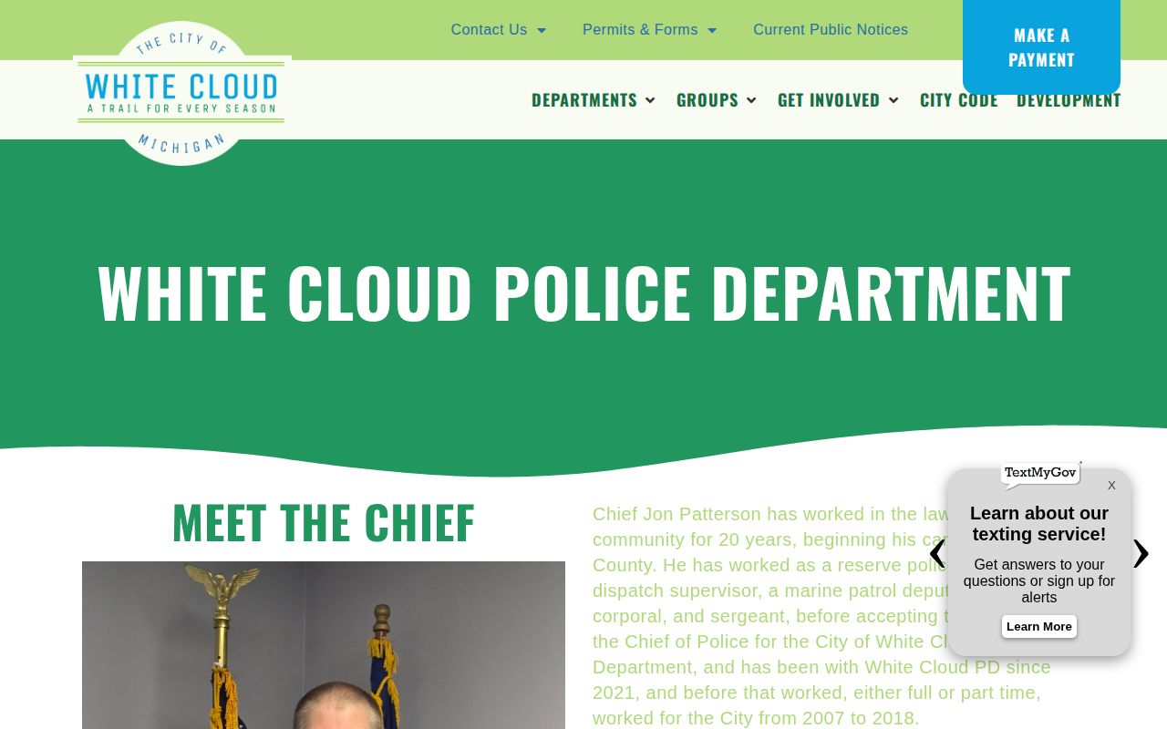 Captured official White Cloud Police Department webpage
